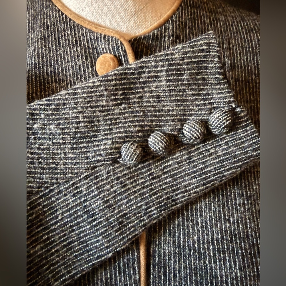 Vintage Mancini of California Dress 50s 60s Gray Textured Long Sleeve Buttons - Picture 3 of 8